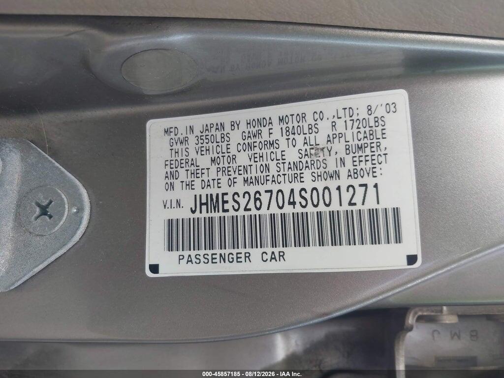 JHMES26704S001271 2004 HONDA CIVIC photo no. 9