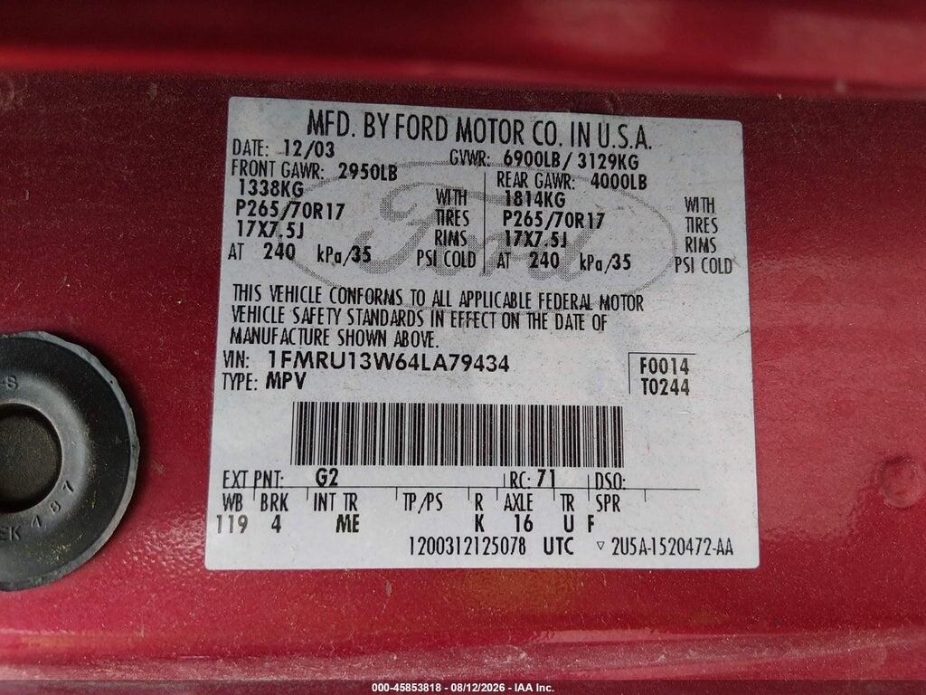1FMRU13W64LA79434 2004 FORD EXPEDITION photo no. 9