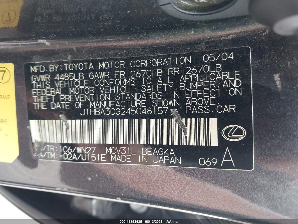 JTHBA30G245048157 2004 LEXUS ES 330 photo no. 9