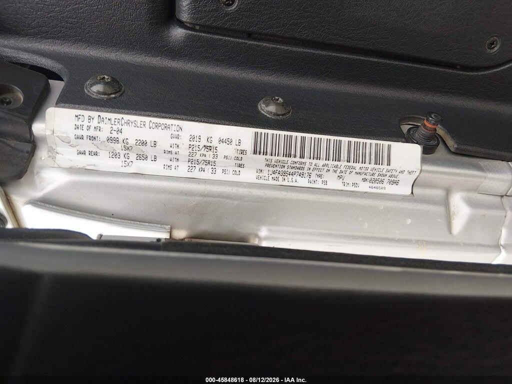 1J4FA39S44P749176 2004 JEEP WRANGLER photo no. 9