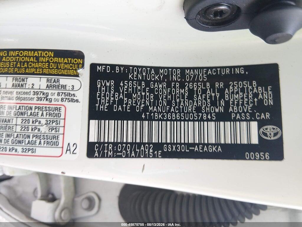 4T1BK36B65U057845 2005 TOYOTA AVALON photo no. 9