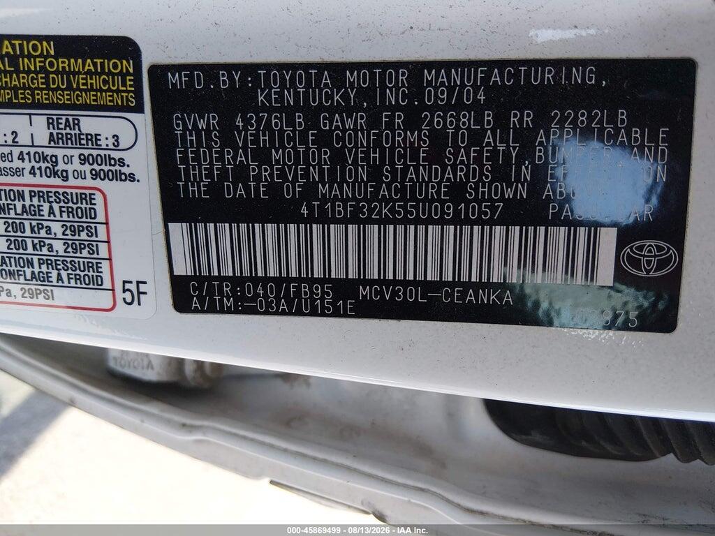 4T1BF32K55U091057 2005 TOYOTA CAMRY photo no. 9