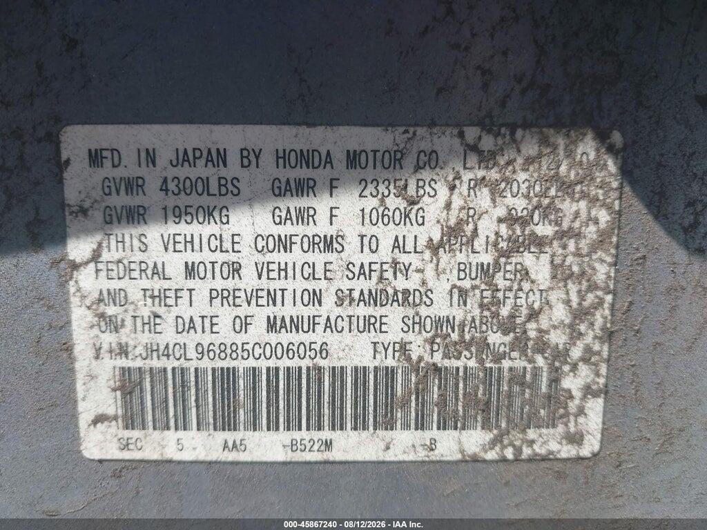JH4CL96885C006056 2005 ACURA TSX photo no. 9