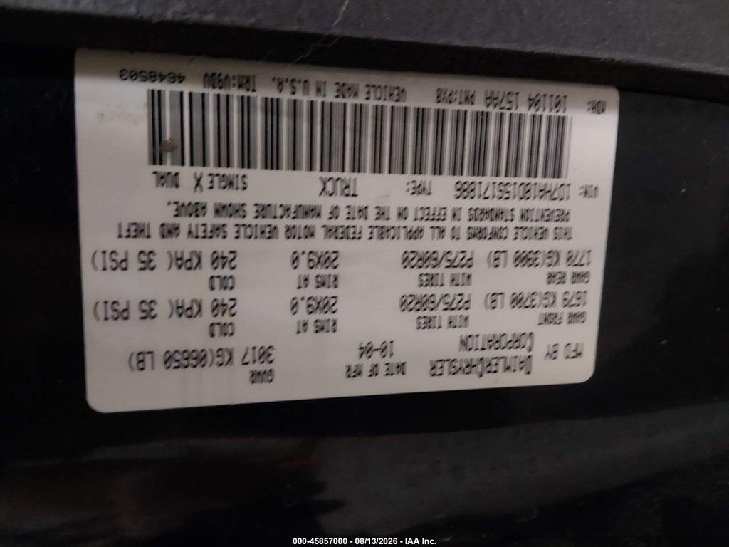 1D7HA18D15S171886 2005 DODGE RAM 1500 photo no. 9