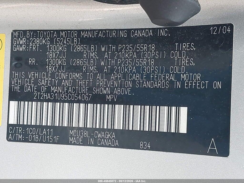 2T2HA31U95C054067 2005 LEXUS RX 330 photo no. 9