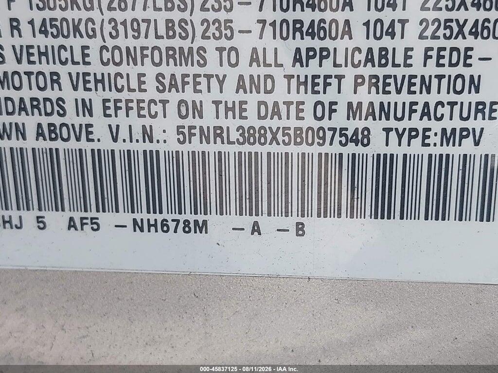5FNRL388X5B097548 2005 HONDA ODYSSEY photo no. 9