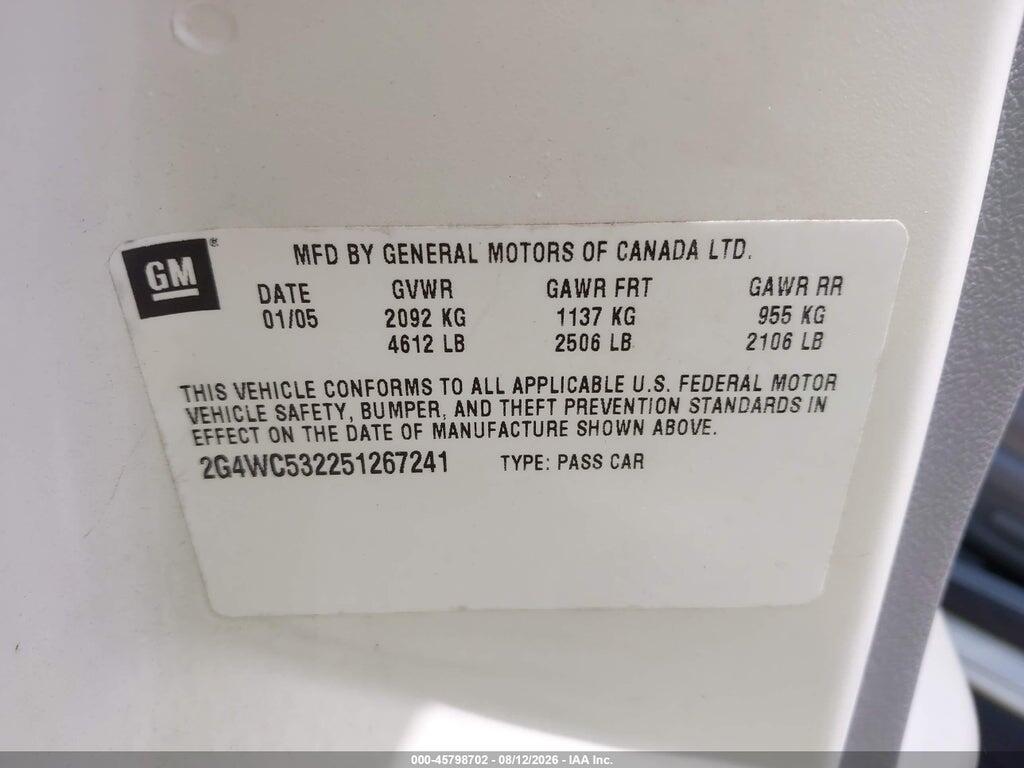 2G4WC532251267241 2005 BUICK LACROSSE photo no. 9
