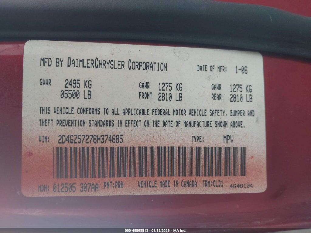 2D4GZ57276H374685 2006 DODGE MAGNUM photo no. 9