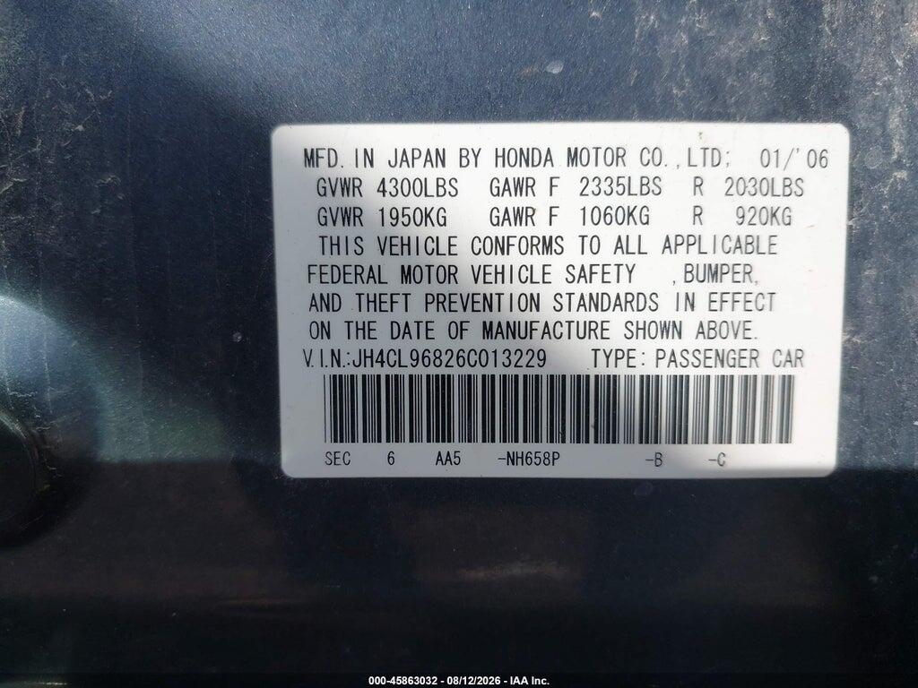 JH4CL96826C013229 2006 ACURA TSX photo no. 9