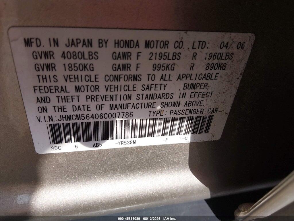 JHMCM56406C007786 2006 HONDA ACCORD photo no. 9
