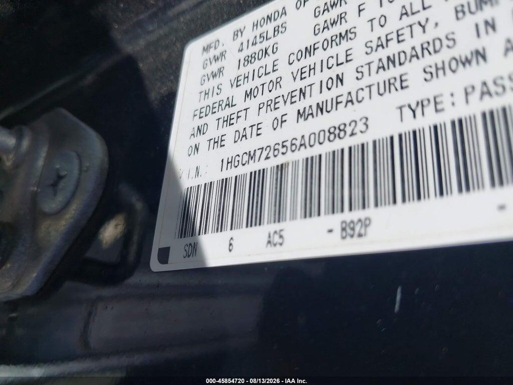 1HGCM72656A008823 2006 HONDA ACCORD photo no. 9