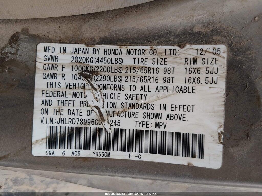JHLRD78996C023245 2006 HONDA CR-V photo no. 9