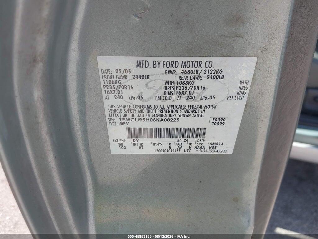 1FMCU95H06KA08225 2006 FORD ESCAPE HYBRID photo no. 9