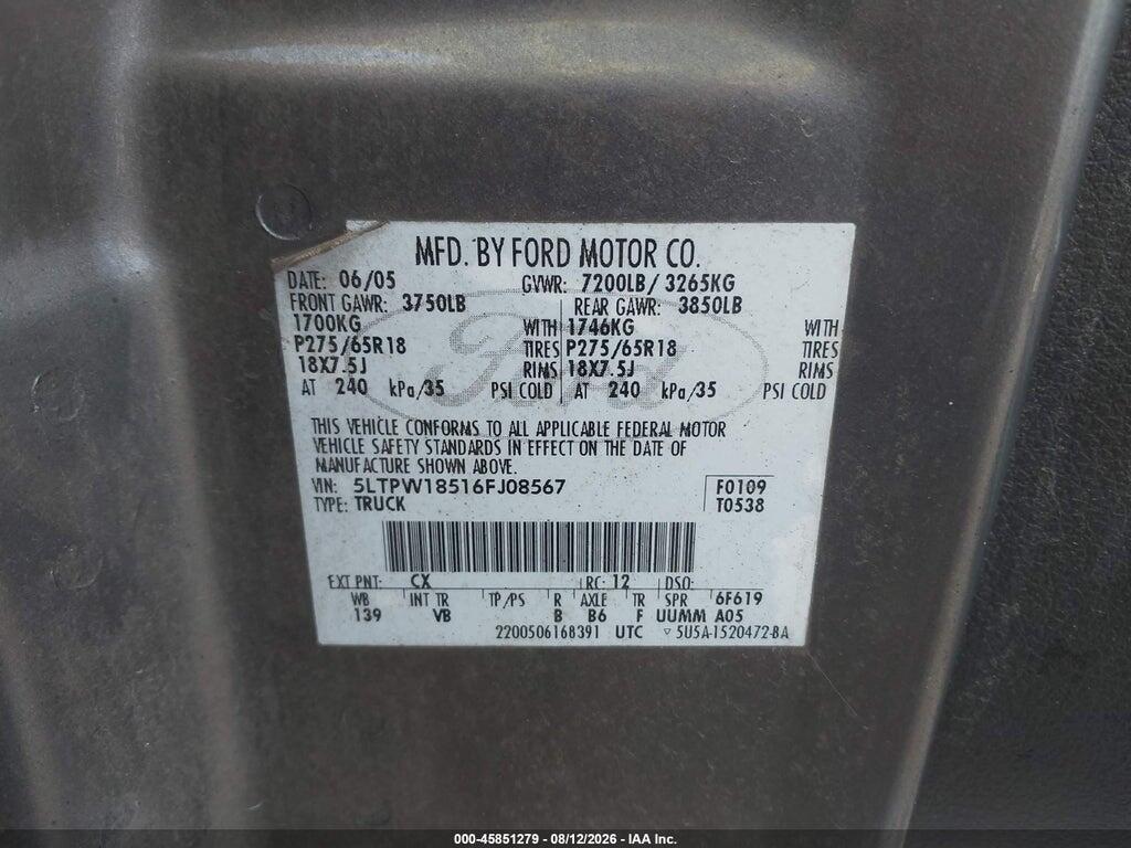 5LTPW18516FJ08567 2006 LINCOLN MARK LT photo no. 9