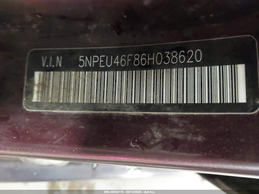 5NPEU46F86H038620 2006 HYUNDAI SONATA photo no. 9
