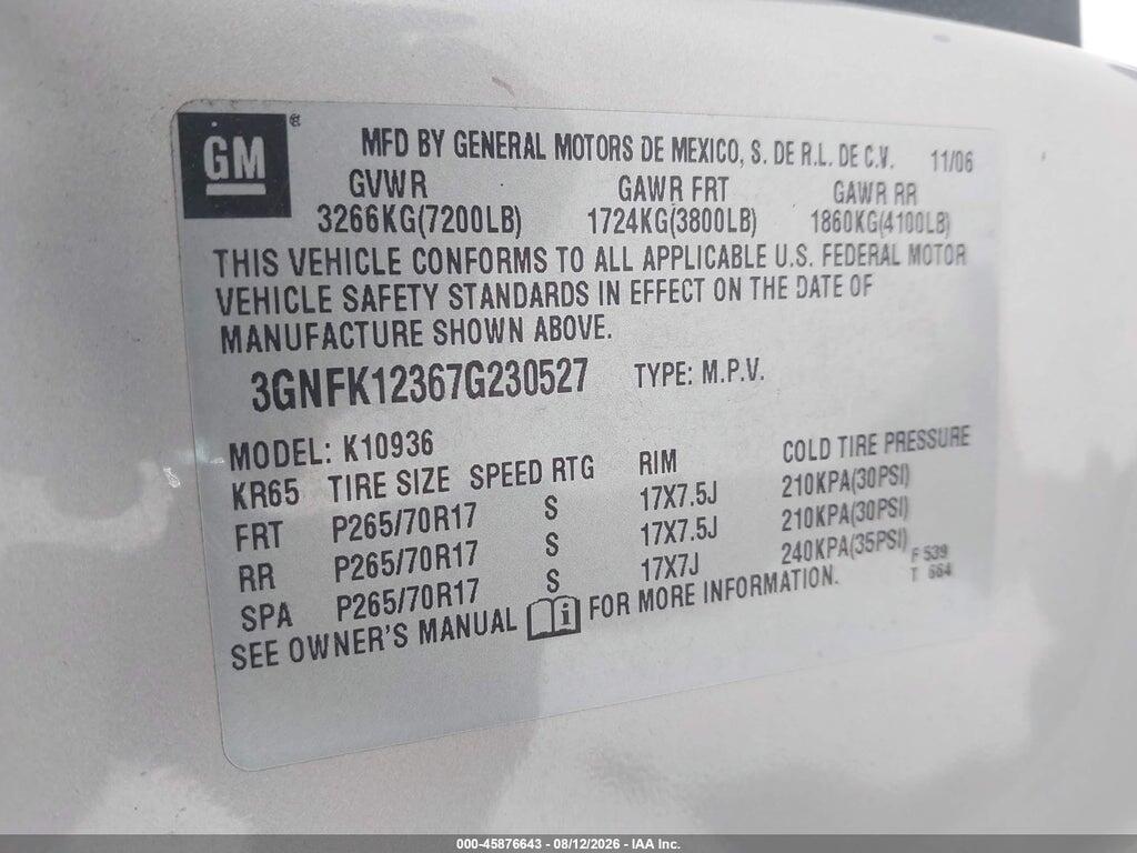 3GNFK12367G230527 2007 CHEVROLET AVALANCHE 1500 photo no. 9