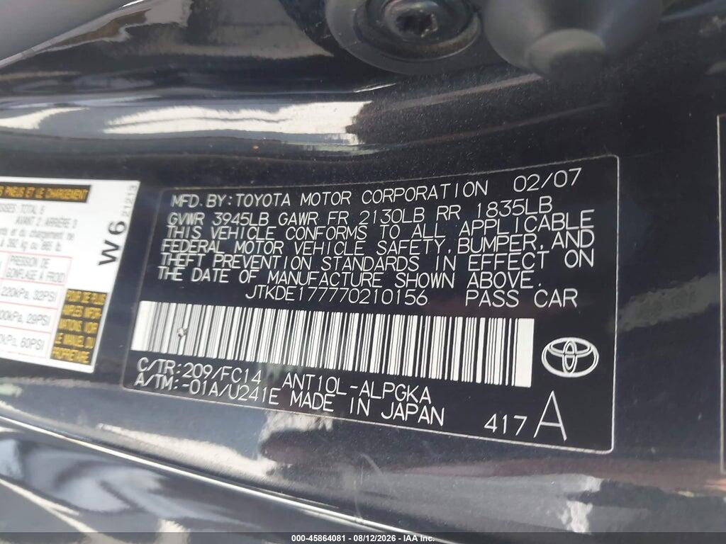 JTKDE177770210156 2007 SCION TC photo no. 9