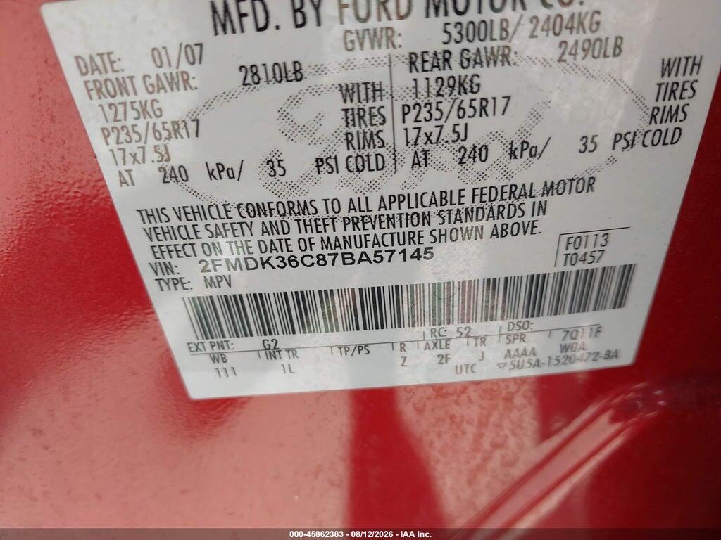 2FMDK36C87BA57145 2007 FORD EDGE photo no. 9