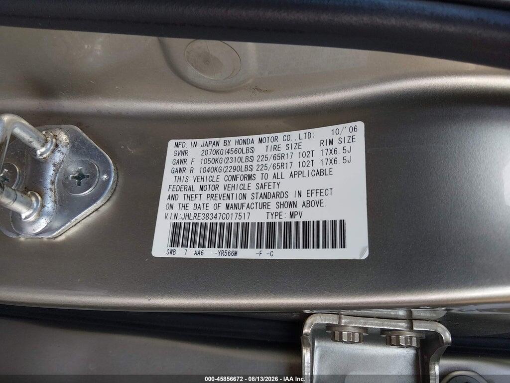 JHLRE38347C017517 2007 HONDA CR-V photo no. 9