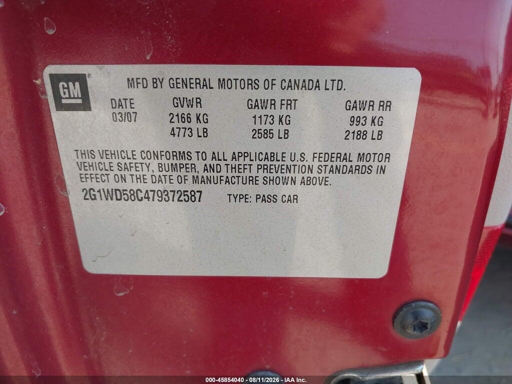 2G1WD58C479372587 2007 CHEVROLET IMPALA photo no. 9