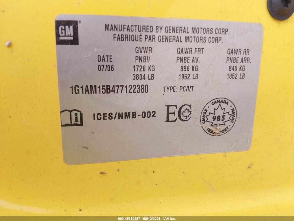 1G1AM15B477122380 2007 CHEVROLET COBALT photo no. 9