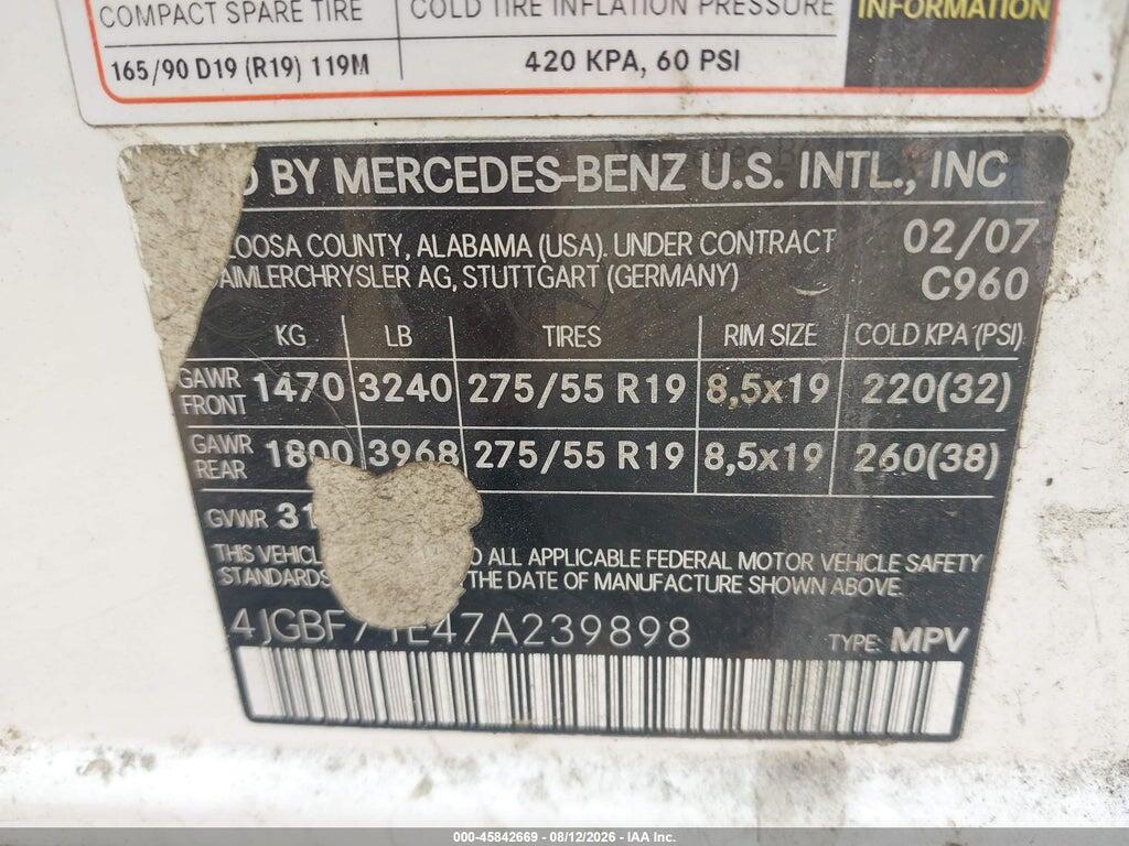 4JGBF71E47A239898 2007 MERCEDES-BENZ GL 450 photo no. 9
