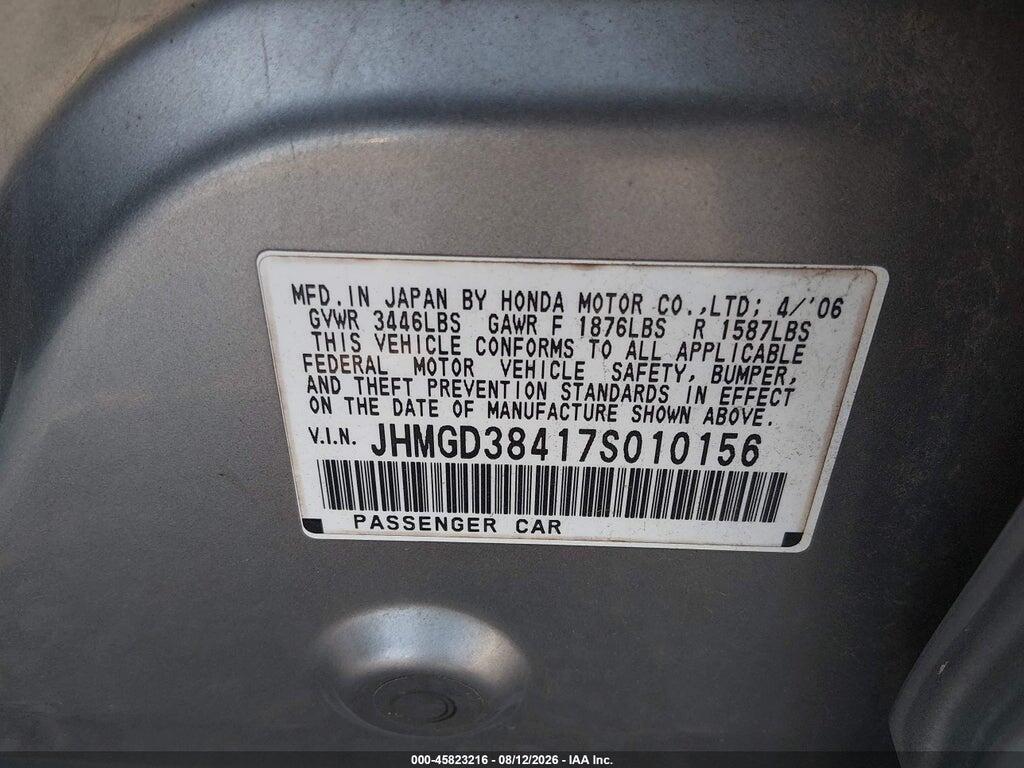 JHMGD38417S010156 2007 HONDA FIT photo no. 9