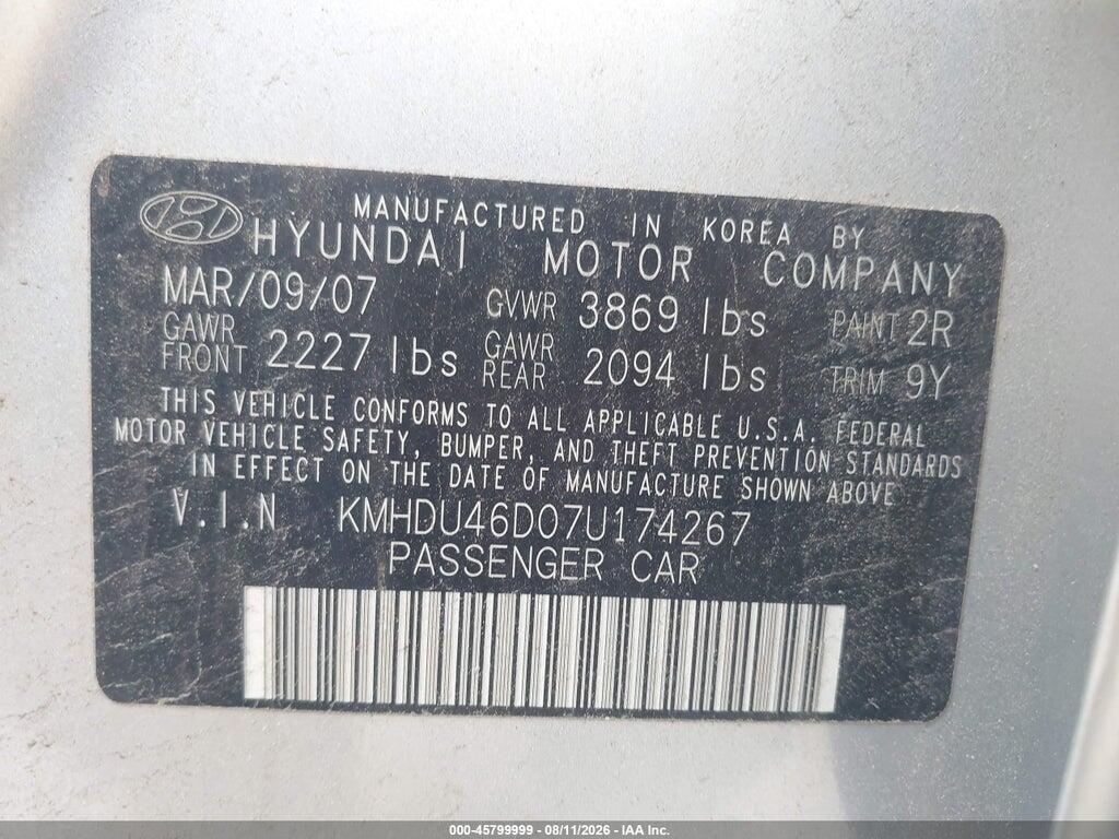 KMHDU46D07U174267 2007 HYUNDAI ELANTRA photo no. 9
