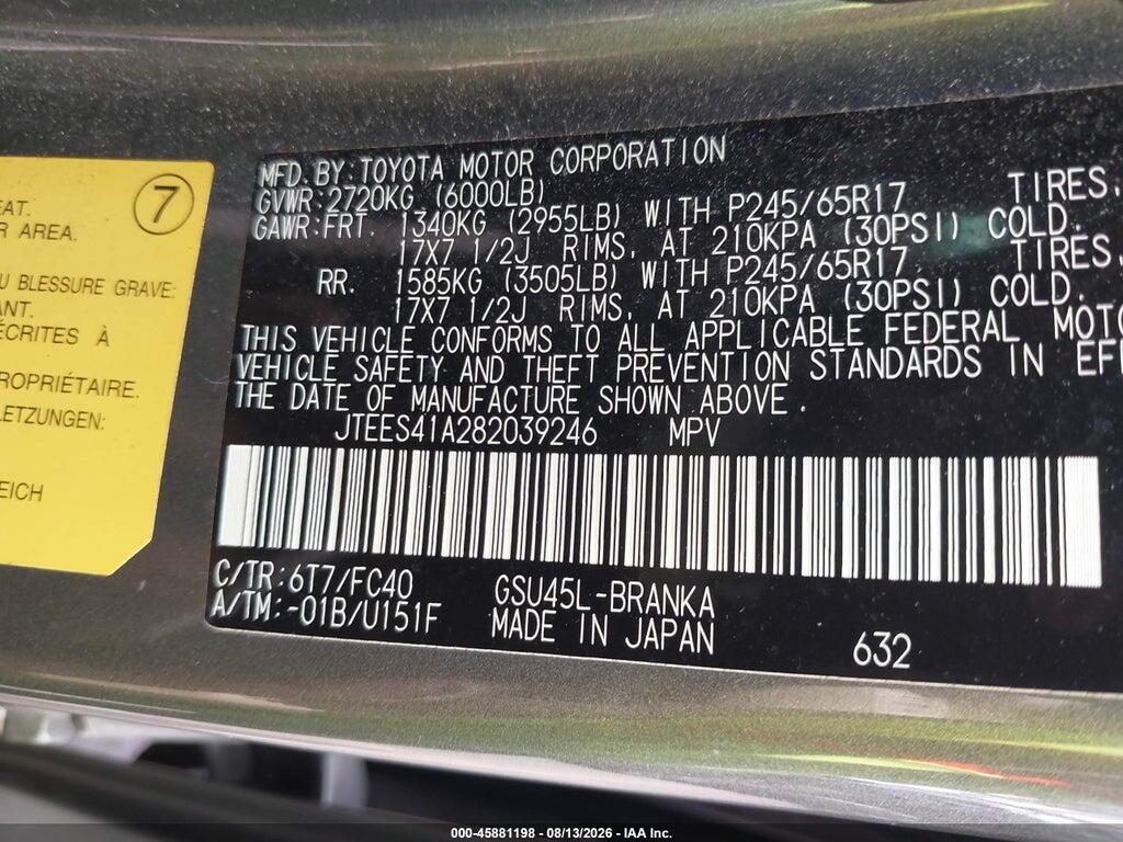 JTEES41A282039246 2008 TOYOTA HIGHLANDER photo no. 9