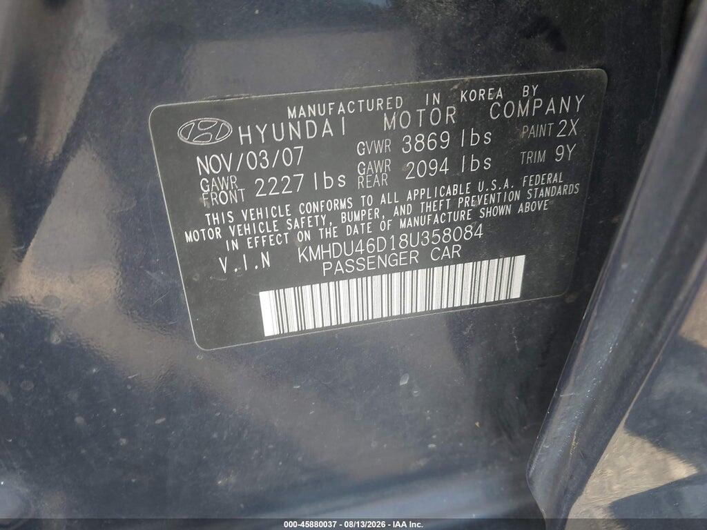 KMHDU46D18U358084 2008 HYUNDAI ELANTRA photo no. 9