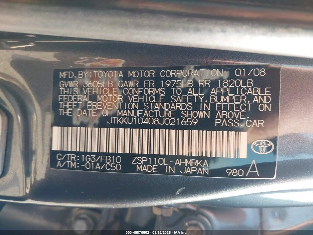 JTKKU10408J021659 2008 SCION XD photo no. 9