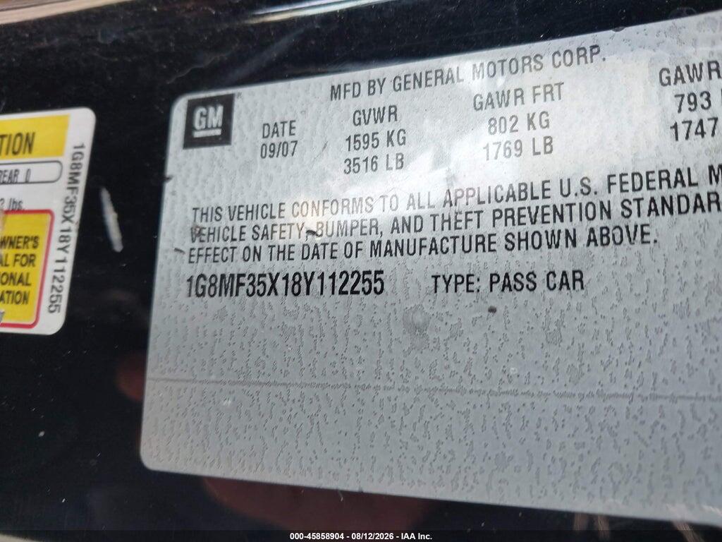 1G8MF35X18Y112255 2008 SATURN SKY photo no. 9
