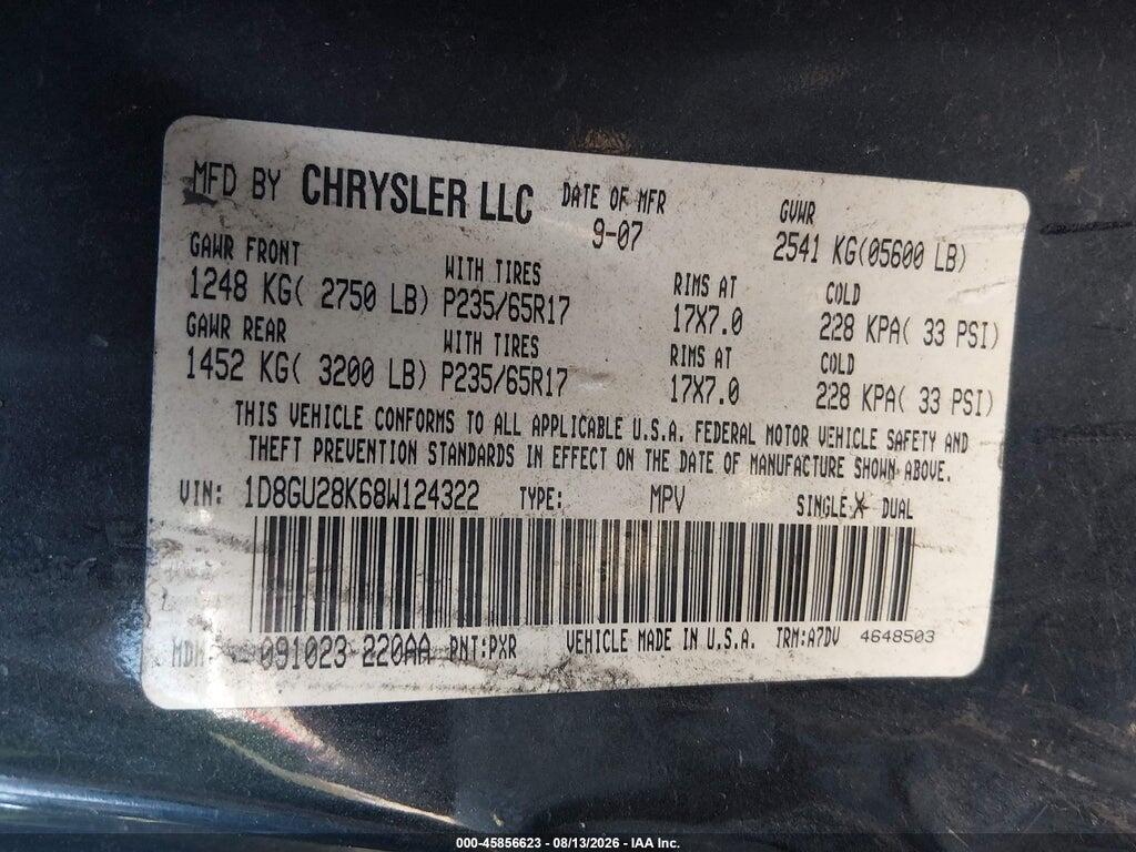 1D8GU28K68W124322 2008 DODGE NITRO photo no. 9