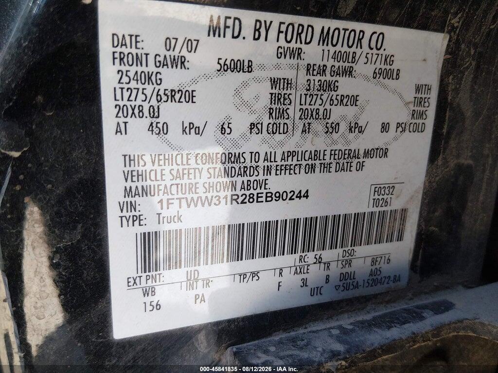 1FTWW31R28EB90244 2008 FORD F-350 photo no. 8