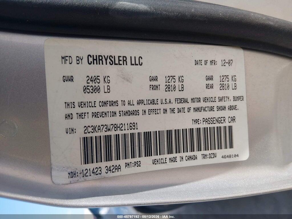 2C3KA73W78H211691 2008 CHRYSLER 300C photo no. 9