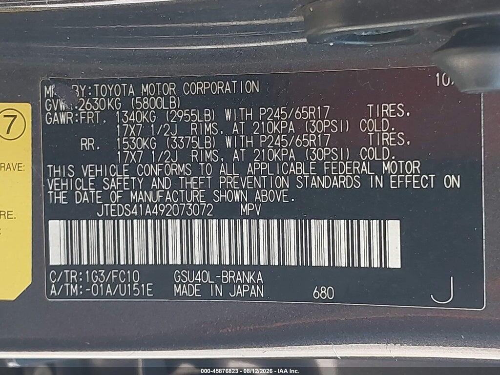 JTEDS41A492073072 2009 TOYOTA HIGHLANDER photo no. 9