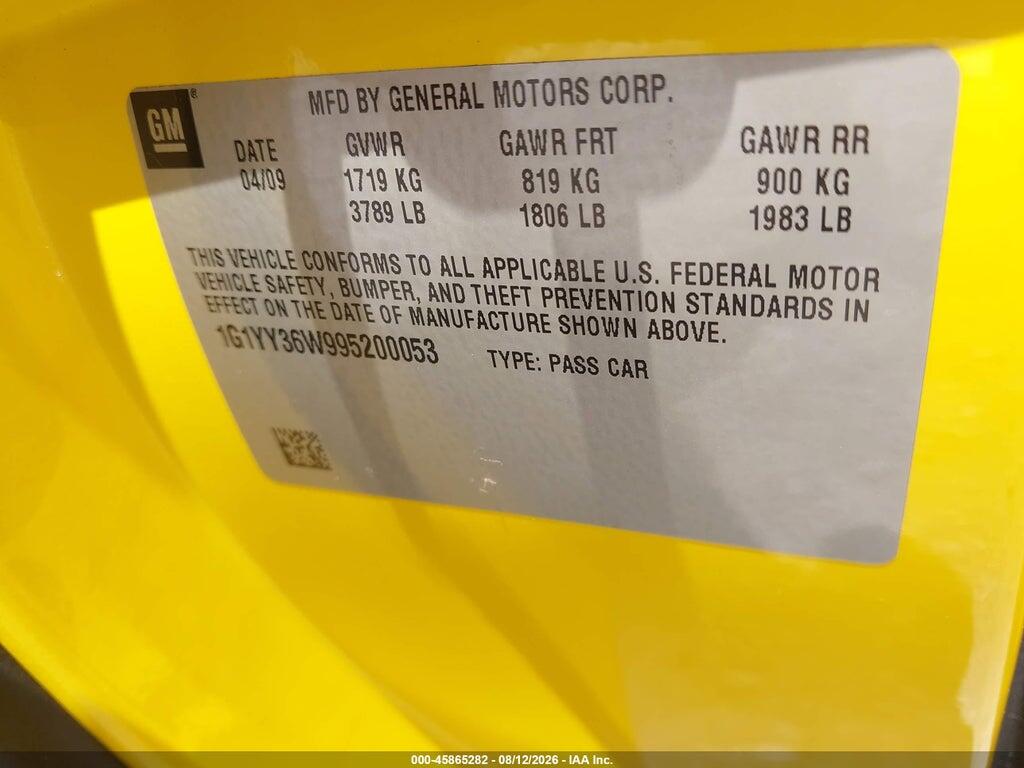 1G1YY36W995200053 2009 CHEVROLET CORVETTE photo no. 9