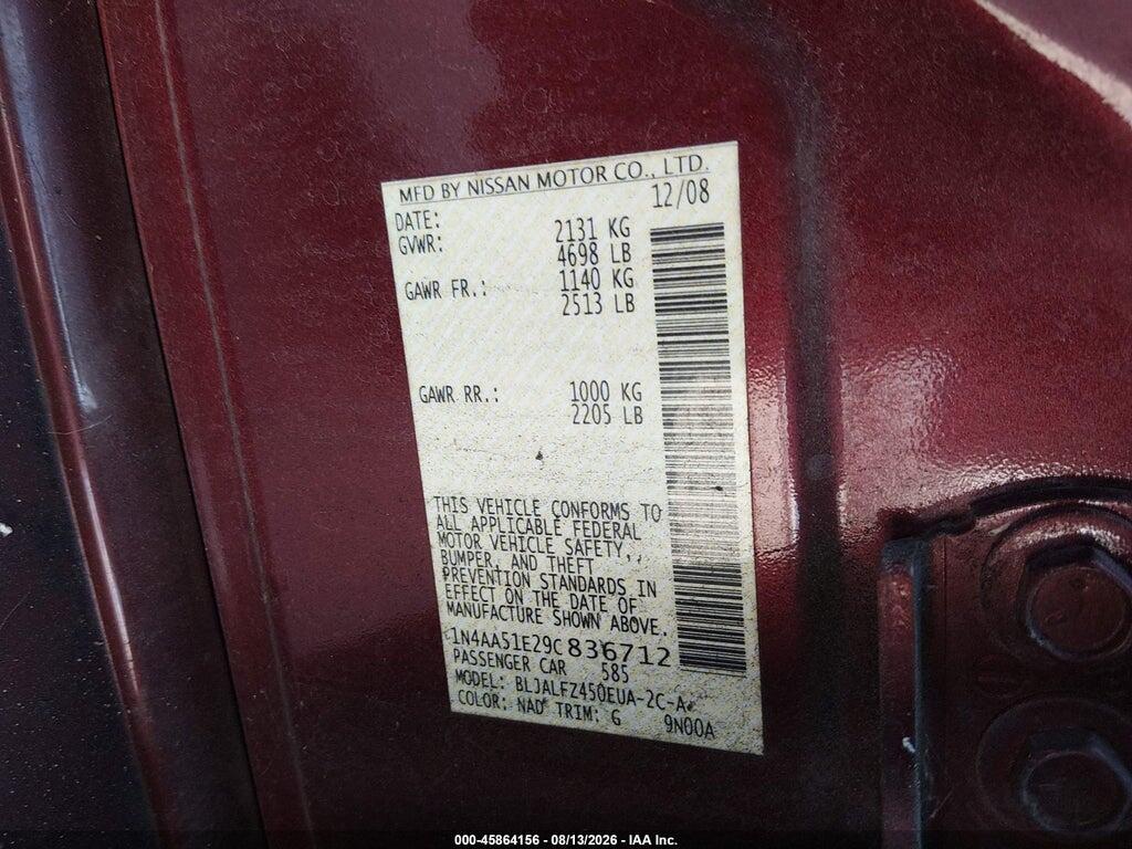 1N4AA51E29C836712 2009 NISSAN MAXIMA photo no. 9