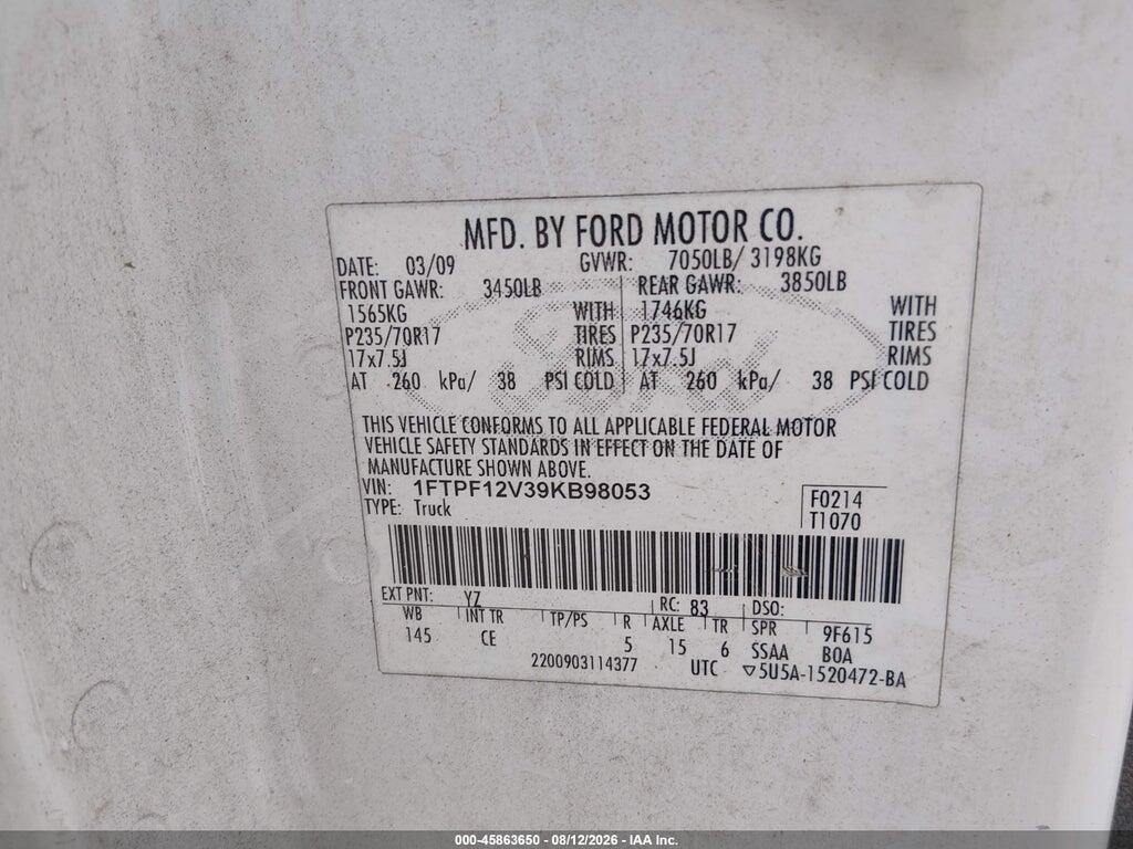 1FTPF12V39KB98053 2009 FORD F-150 photo no. 9