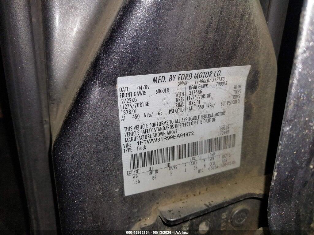1FTWW31R99EA91972 2009 FORD SUPER DUTY F-350 SRW photo no. 9