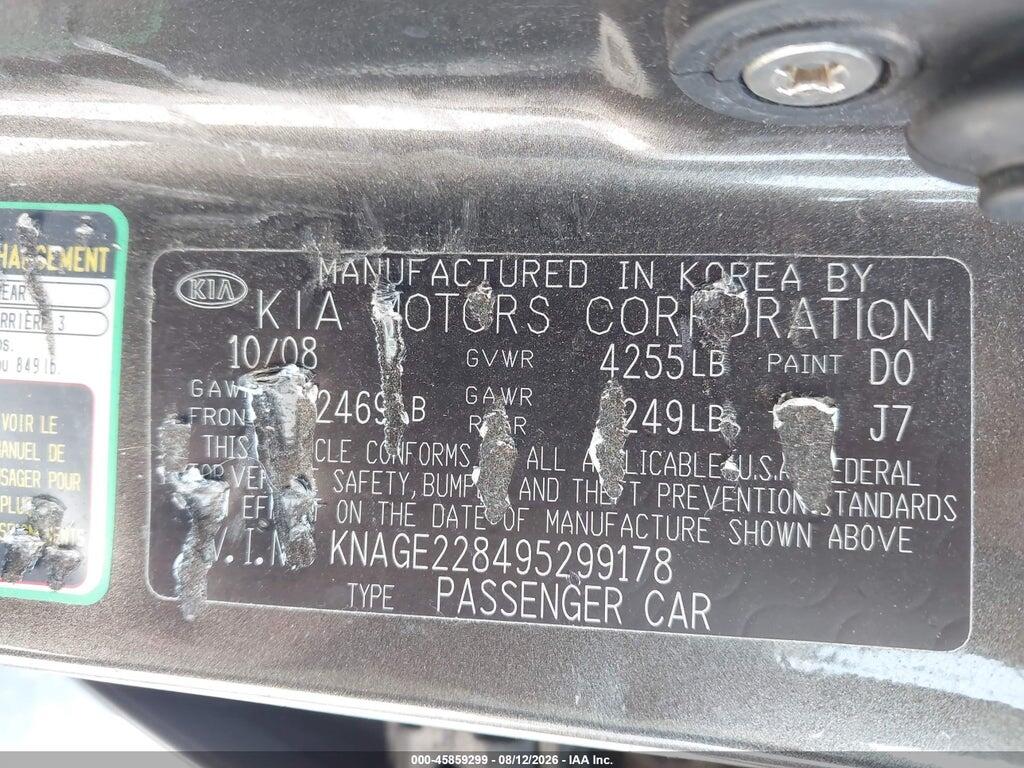 KNAGE228495299178 2009 KIA OPTIMA photo no. 9
