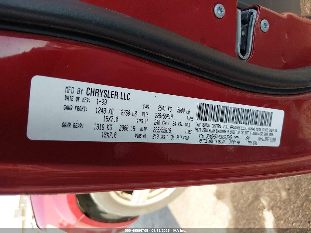 3D4GH57V69T583795 2009 DODGE JOURNEY photo no. 9