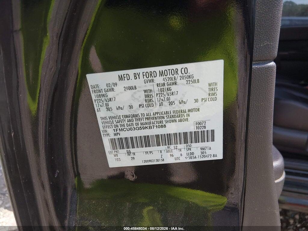 1FMCU03G59KB71088 2009 FORD ESCAPE photo no. 9