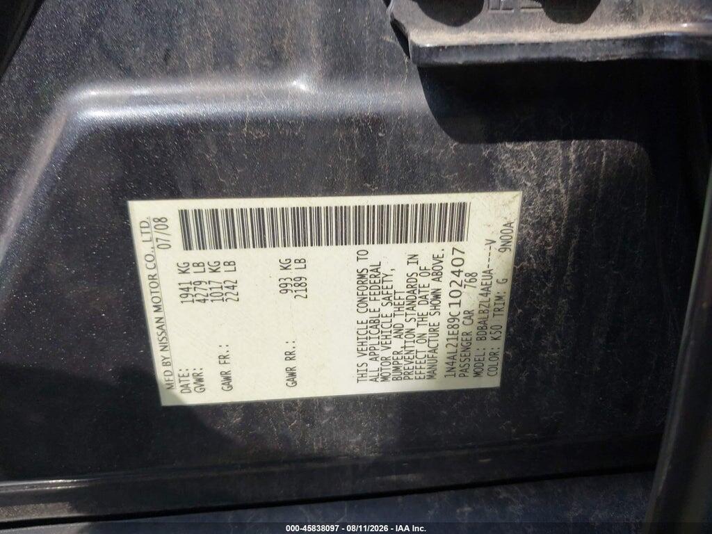 1N4AL21E89C102407 2009 NISSAN ALTIMA photo no. 9