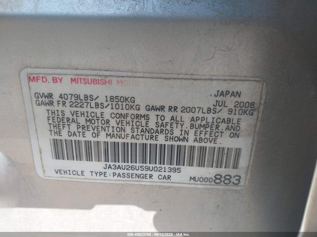 JA3AU26U59U021395 2009 MITSUBISHI LANCER photo no. 9