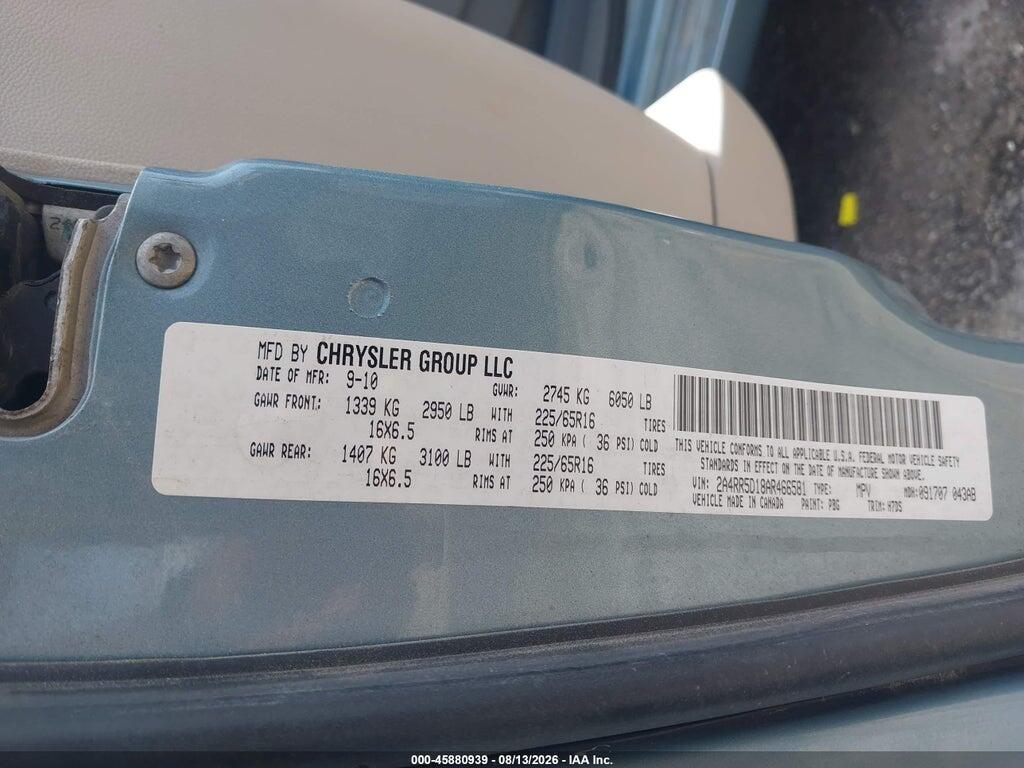2A4RR5D18AR466581 2010 CHRYSLER TOWN & COUNTRY photo no. 9
