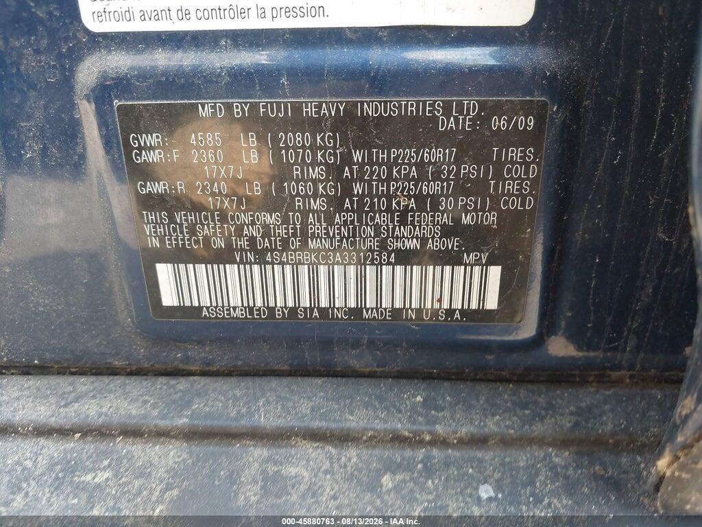 4S4BRBKC3A3312584 2010 SUBARU OUTBACK photo no. 9