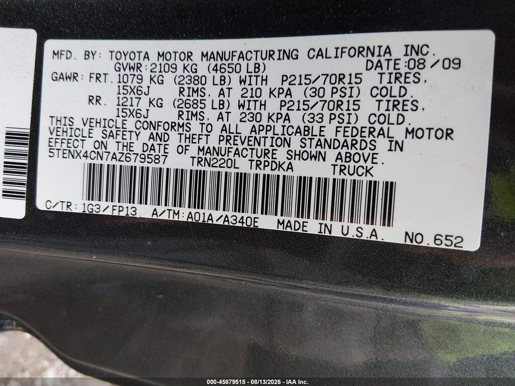 5TENX4CN7AZ679587 2010 TOYOTA TACOMA photo no. 9