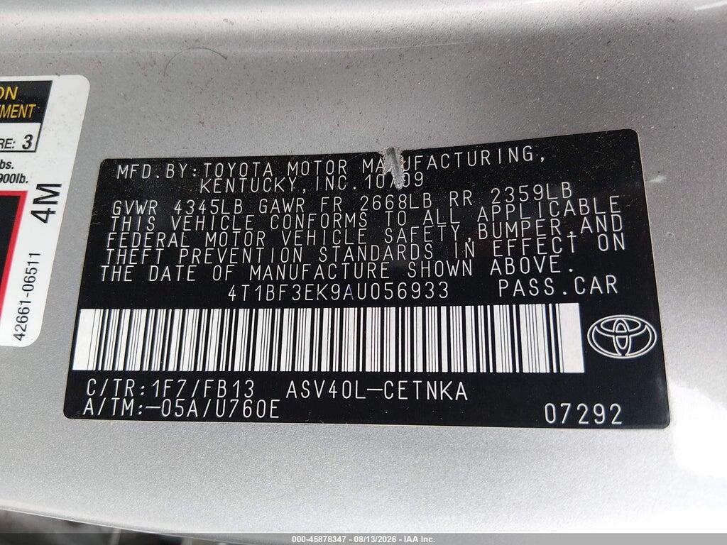 4T1BF3EK9AU056933 2010 TOYOTA CAMRY photo no. 9