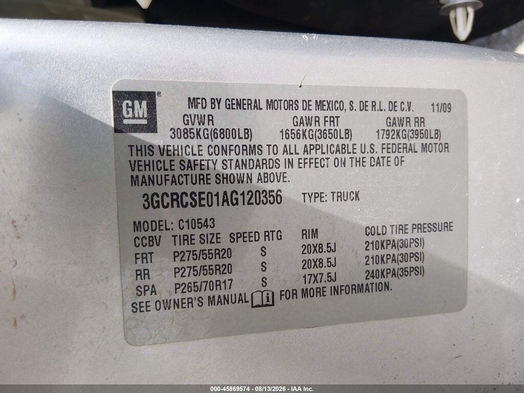 3GCRCSE01AG120356 2010 CHEVROLET SILVERADO 1500 photo no. 9